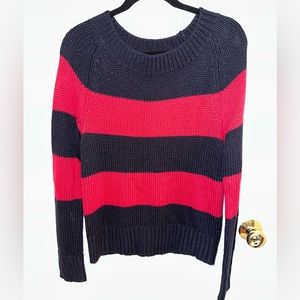 GAP Navy Blue and Pink Striped Sweater